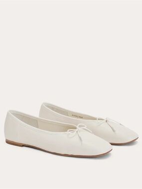 Everlane Day Ballet Flat Canvas Cream White Size 9.5 Square Toe Minimal Chic